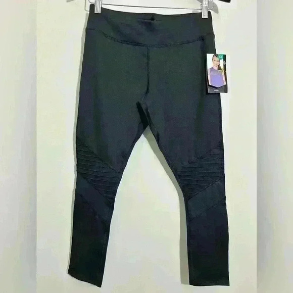 Avia Girls Moto Athletic Pants Leggings Kids Black Crop Size XL (14-16) NWT - Picture 2 of 7